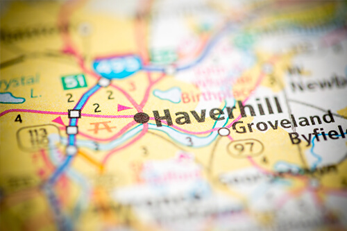Haverhilll, Massachusetts located on a map