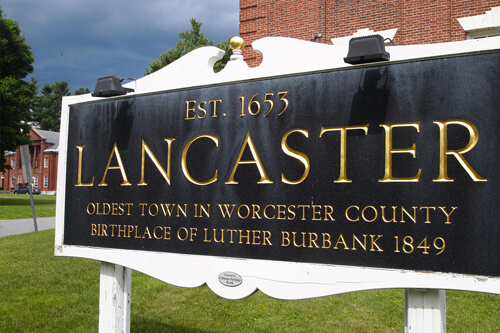 Lancaster, Massachusetts Town sign