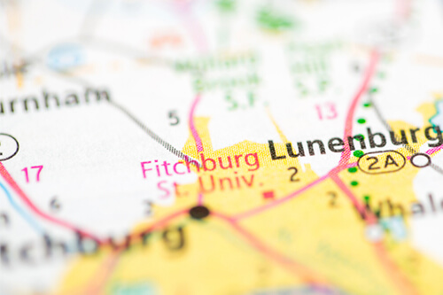 Lunenburg, Massachusetts located on a map