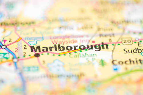 Marlborough, Massachusetts located on a map