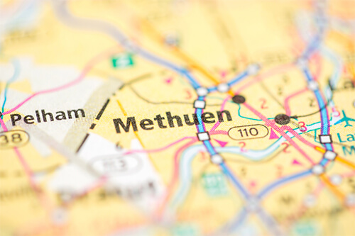 Methuen, Massachusetts located on a map