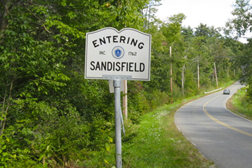 Entering Sandisfield, Massachusetts sign