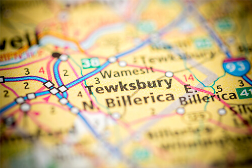 Tewksbury, Massachusetts located on a map