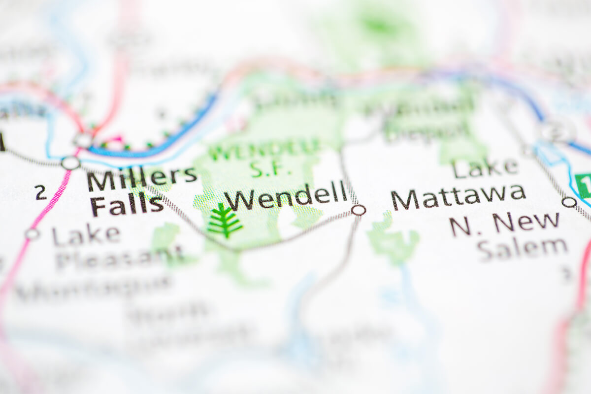 Wendell, Massachusetts located on a map